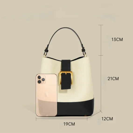 2023 New Large Capacity Soft Cowhide Bucket Bag Fashionable and Versatile Commuter Shoudler Bag Advanced Feeling Handbag