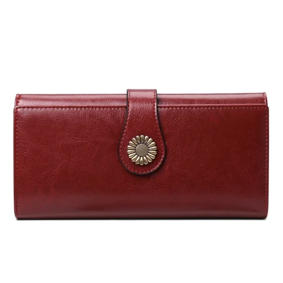 Fashion Genuine Leather Wallet Card Holder Female Long Purse Leather Female Clutch Wallets Zipper Purse Money Bag
